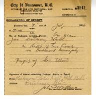 Letter to A. Grundy, Chief Constable from Vance