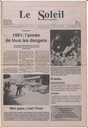 Le Soleil de Colombie, January 11, 1991, page 1