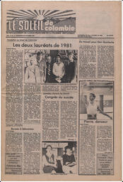 Le Soleil de Colombie, October 30, 1981, page 1