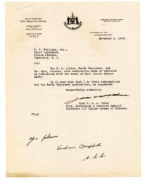 Letter to W.H. Mulligan, Chief Constable from Vance: 02-Nov-48